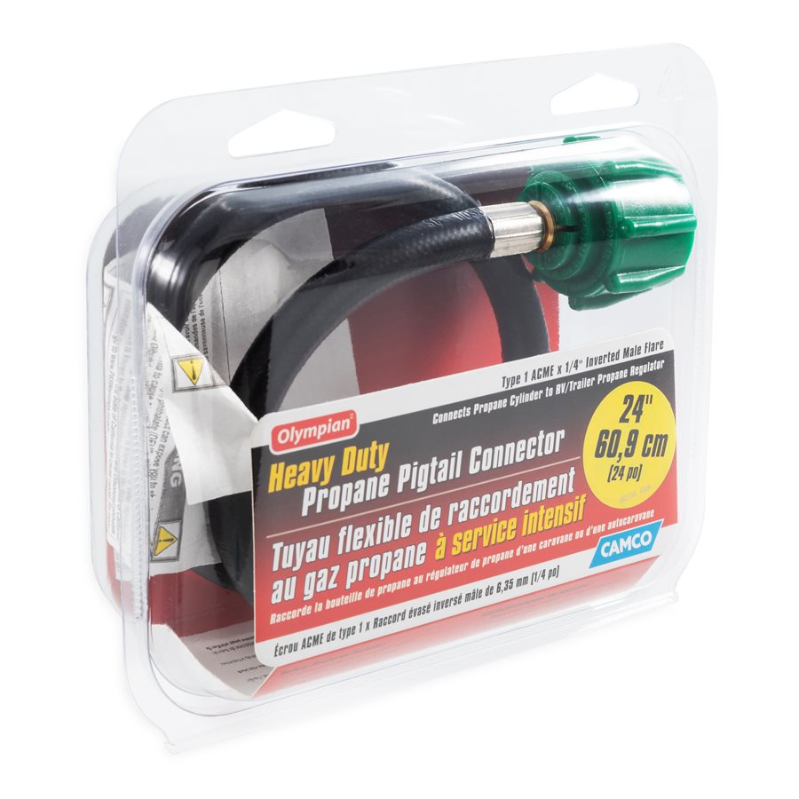 Camco Propane Hose, Type 1 ACME Nut x 1/4 in Inverted Male Flare, 24 in Length - 59153