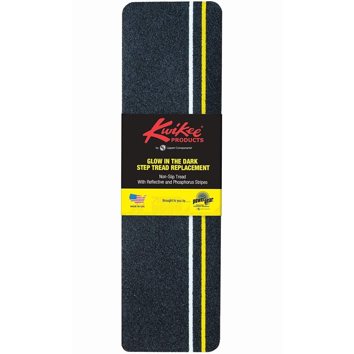 Lippert Entry Step Rug, 21 in Width, Black With Yellow Glow In The Dark Strip - 379600