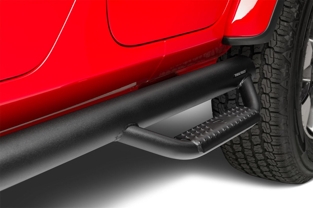 N-Fab Nerf Bar, W2W Series, 3 in Round Bent, Black Textured Matte Powder Coated - J1980T