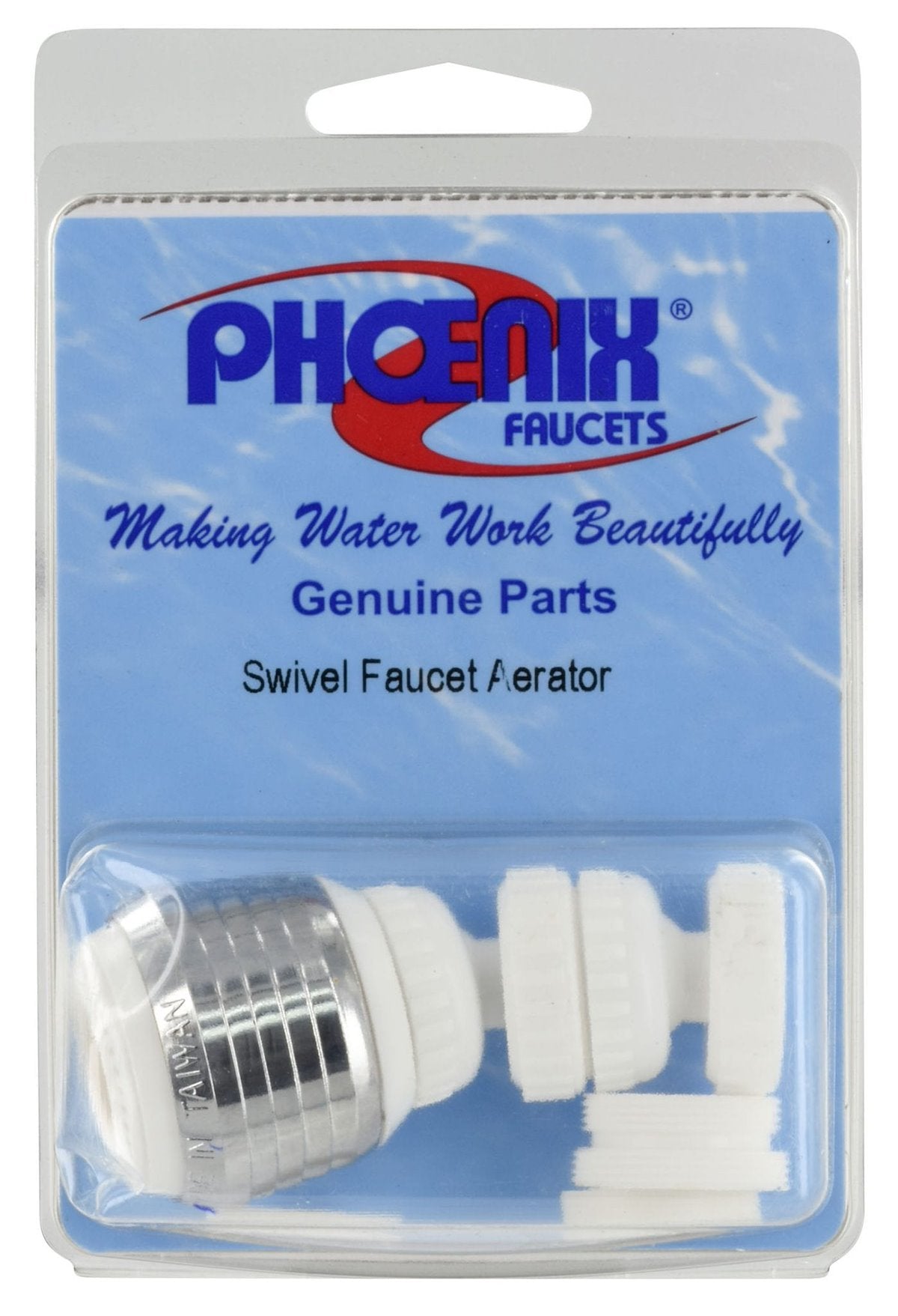 Phoenix Products Faucet Aerator, 360 degree Swivel, Chrome Plated/White - PF281022