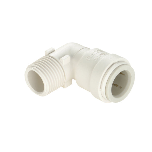 AquaLock Fresh Water Fitting, 1/2 in Female Quick Connect Copper Tube End x 1/2 in Male NPT, 90 degree Elbow, Off-White - 013519-1008