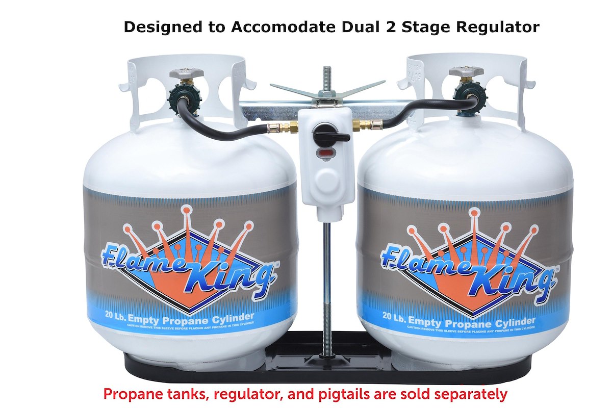 Flame King Propane Tank Rack, Holds Two 20 lb Gas Bottle, Steel - KT20MNT