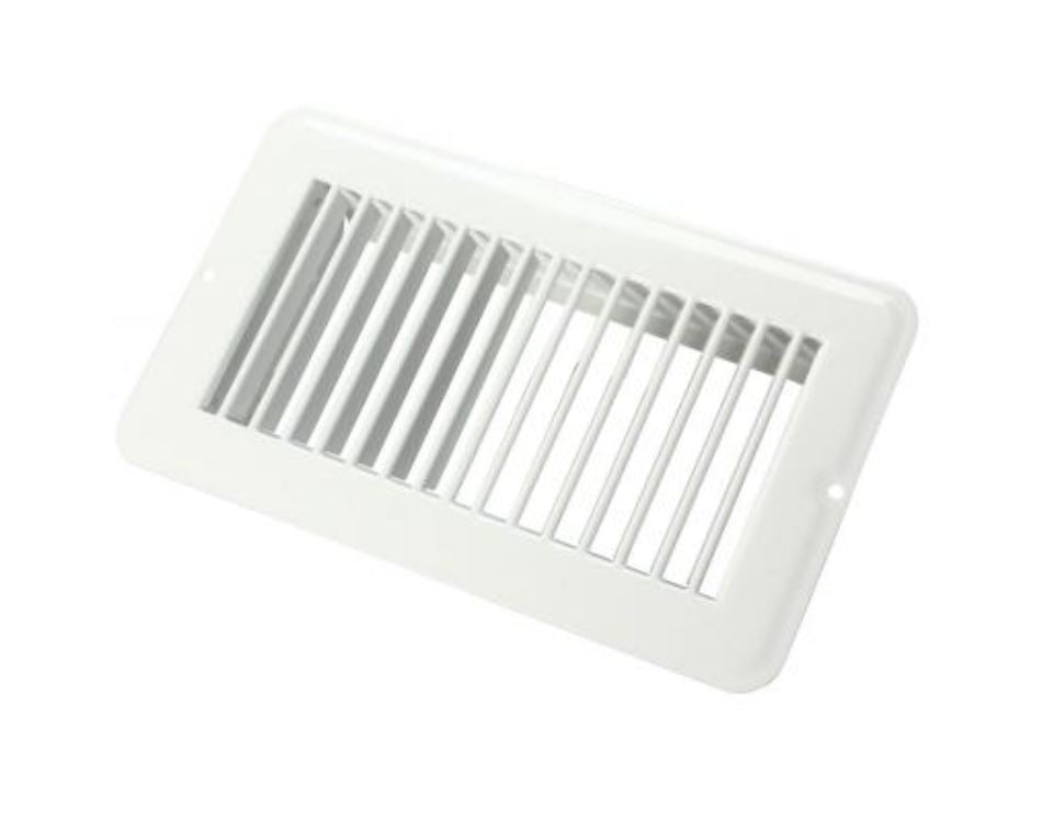JR Products Heating/Cooling Register, 4 in Width x 8 in Length, 5-5/8 in Width Overall x 10-5/8 in Length Overall, White - 02-28945