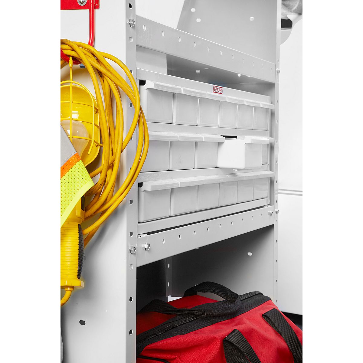 Weather Guard Van Storage System Cabinet, 34 in Width x 12 in Height x 12 in Depth, 3 Shelves, 18 Drawers - 9918-3-03