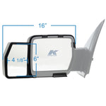 K-Source Exterior Towing Mirror, 4-5/8 in x 6 in, Extends 4-5/8 in, Black, Set of 2 - 81810