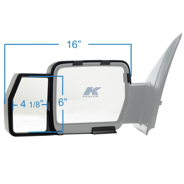 K-Source Exterior Towing Mirror, 4-5/8 in x 6 in, Extends 4-5/8 in, Black, Set of 2 - 81810