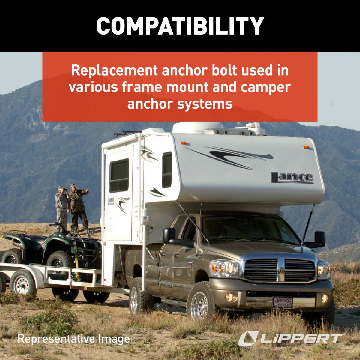 Lippert Camper Tie Down Anchor, Chrome, Steel - 182852