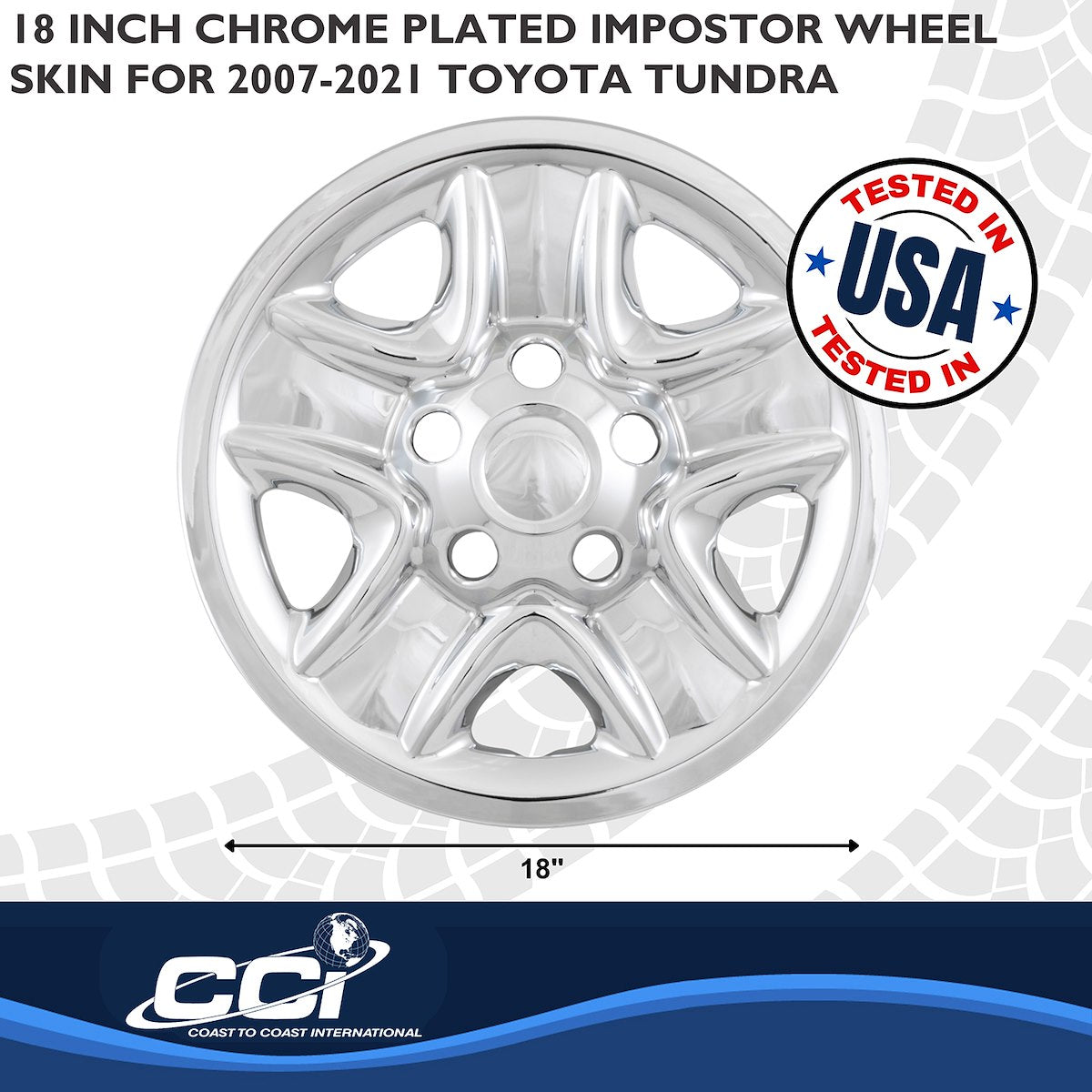Coast2Coast Wheel Skin, 18 in, 5 Spokes, Chrome, Set Of 4 - IMP77XN