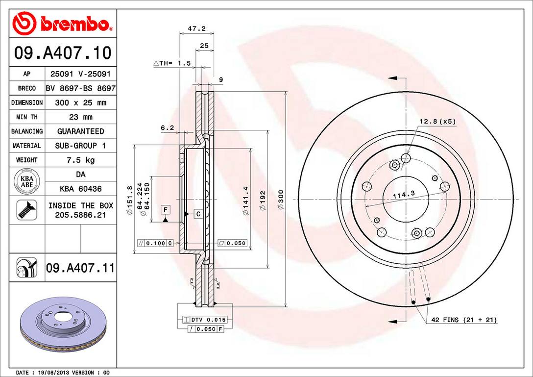 Brembo Brake Rotors 09A40711C02 product image 3