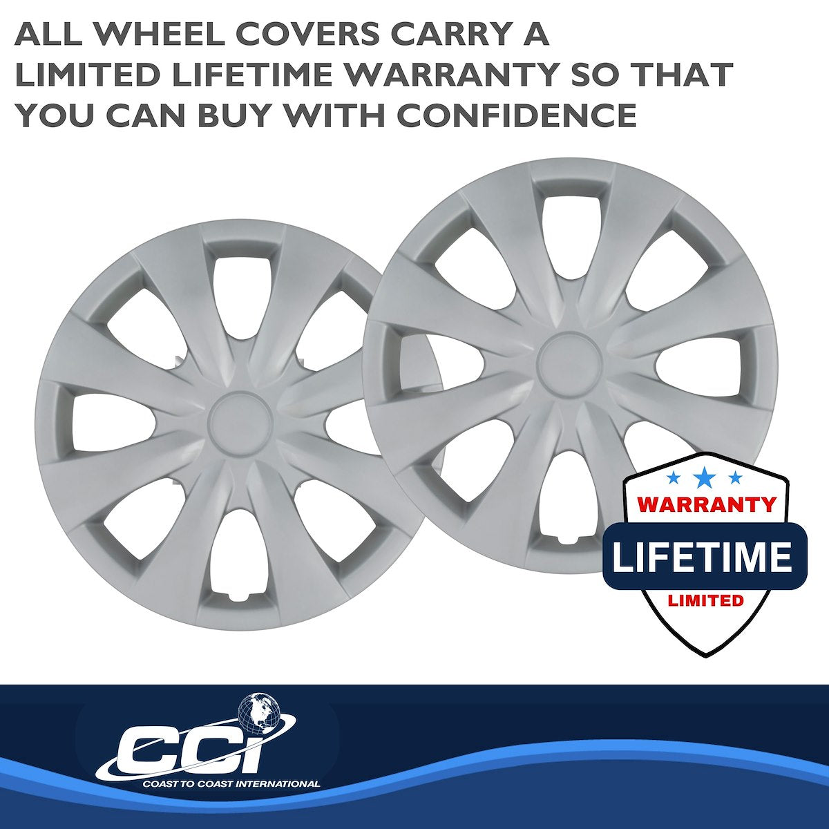 Coast2Coast Wheel Cover, 15 in, 8 Spoke, Set Of 4 - IWC45015S