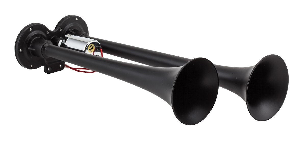 Kleinn Air Horn, Longest Trumpet 16.75 in Length, Black, Includes 2 Horns/Solenoid - 102-1