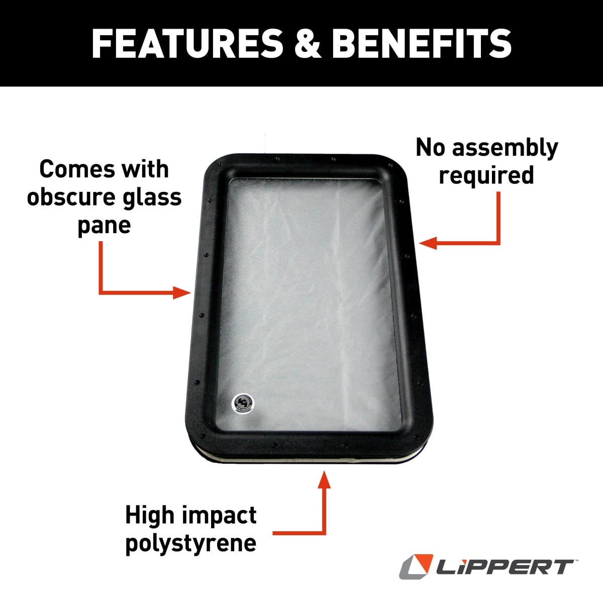 Lippert Entry Door Window Frame, 12 in Width x 21 in Height, Black - 363370