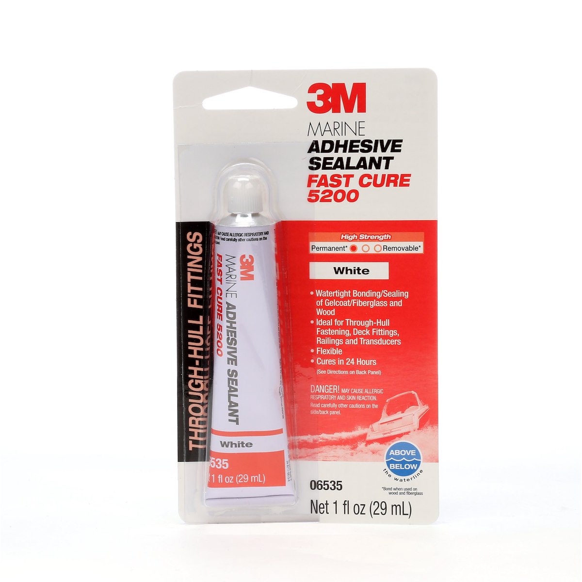 3M Adhesive Sealant, 3M 5200 Fast Cure, 1 oz Tube, White - 06535
