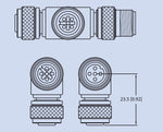 Maretron Marine Network Cable Connector, Micro 5-Pin Male x 5-Pin Female x 5-Pin Female Tee Connector, Approvals: NMEA 2000 Approved, 60 V - CM-CF-CF