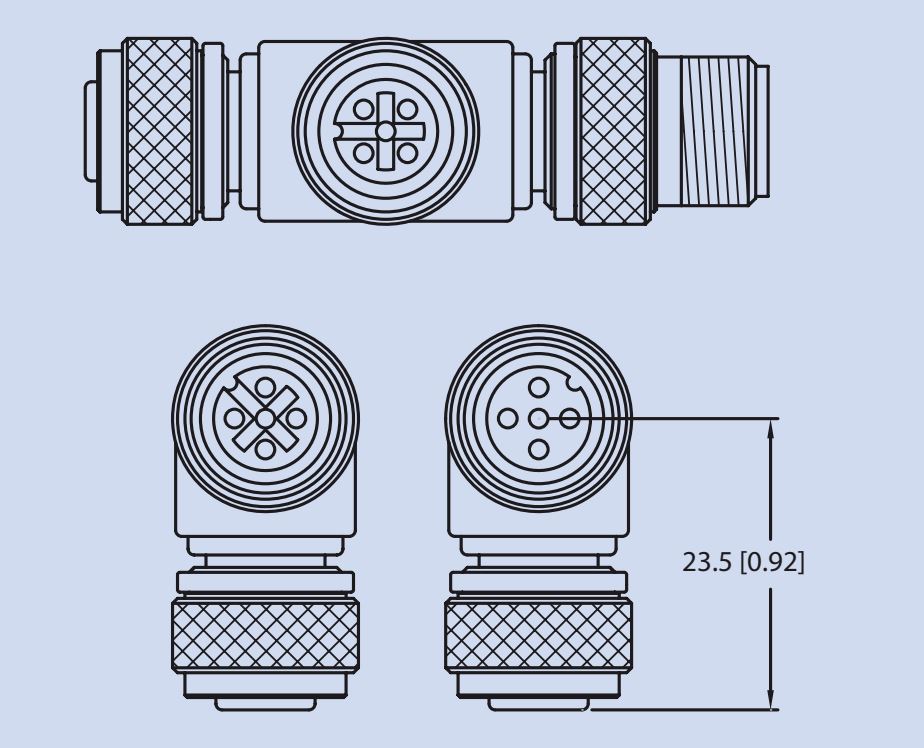 Maretron Marine Network Cable Connector, Micro 5-Pin Male x 5-Pin Female x 5-Pin Female Tee Connector, Approvals: NMEA 2000 Approved, 60 V - CM-CF-CF