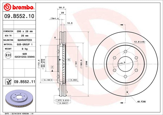 Brembo Brake Rotors 09B55211C02 product image 2