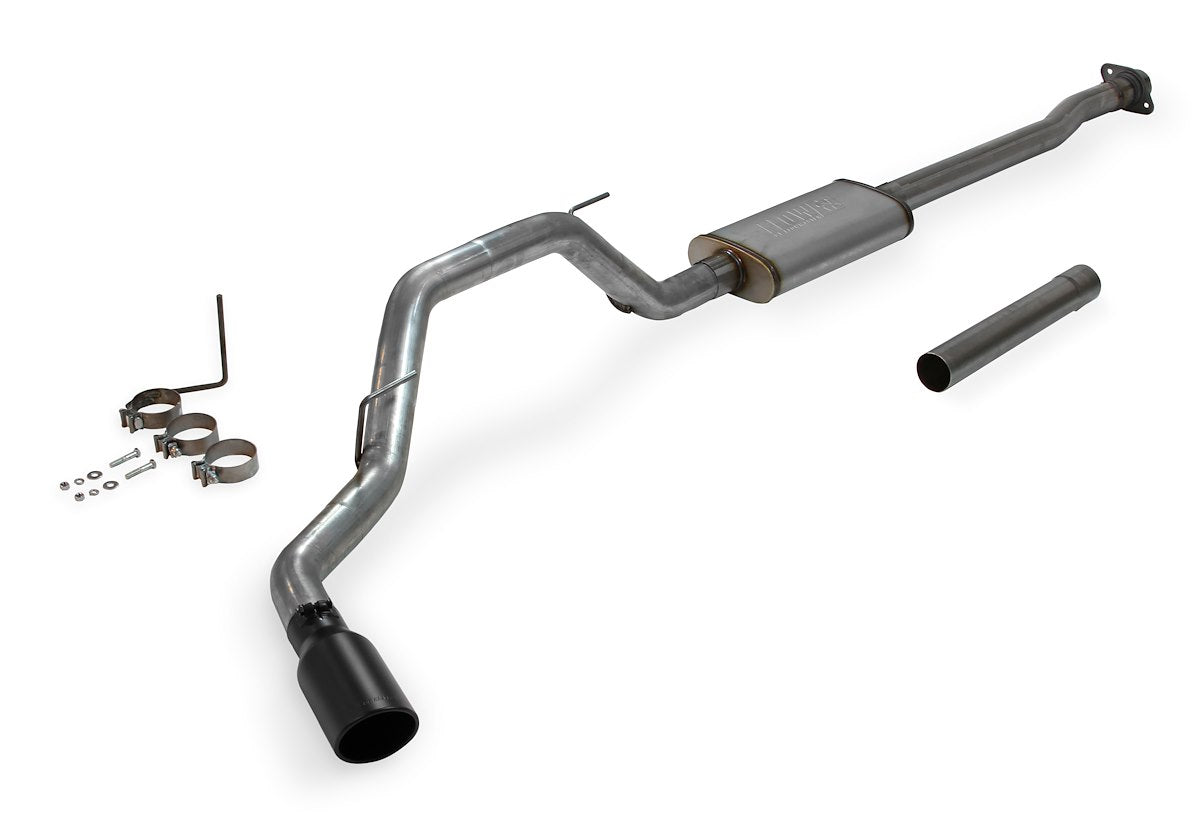 Flowmaster Exhaust System Kit, 409S Stainless Steel, 3 in Pipe Diameter, 4-1/2 in Black Ceramic Coated Stainless Steel Angle-Cut Tips - 717864