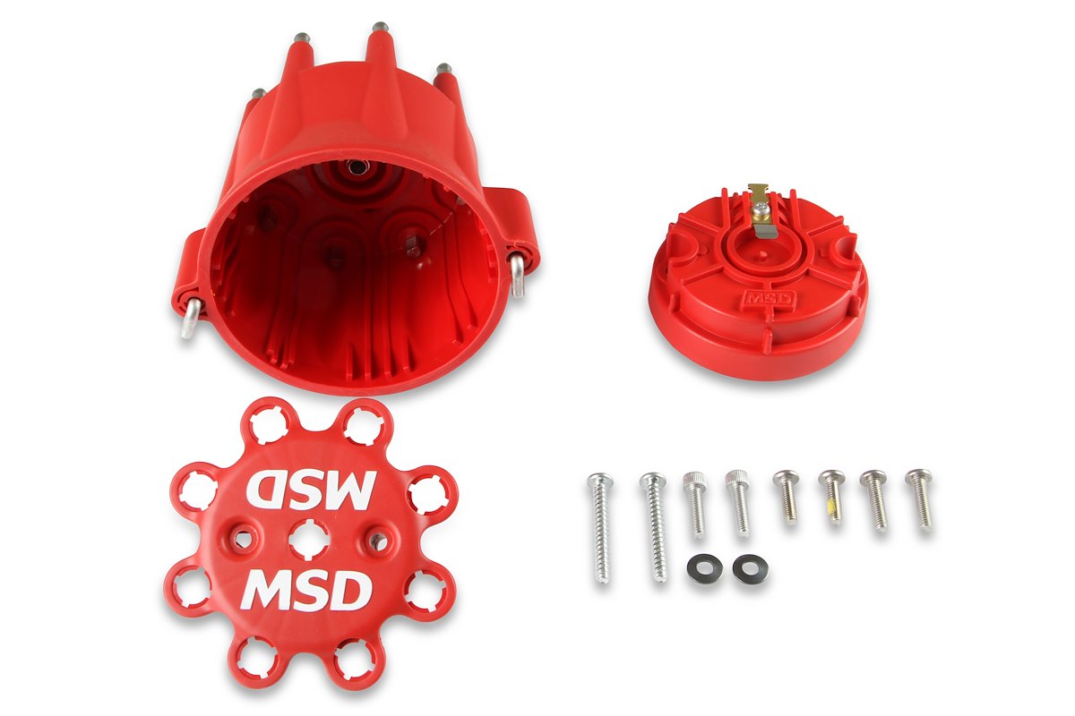 MSD Ignition Distributor Cap and Rotor Kit, Red - 84335