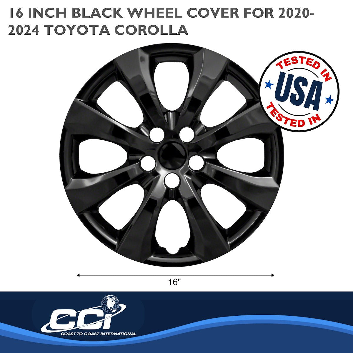 Coast2Coast Wheel Cover, 16 in, Painted Glossy Black, Set Of 4 - IWC54216BLK