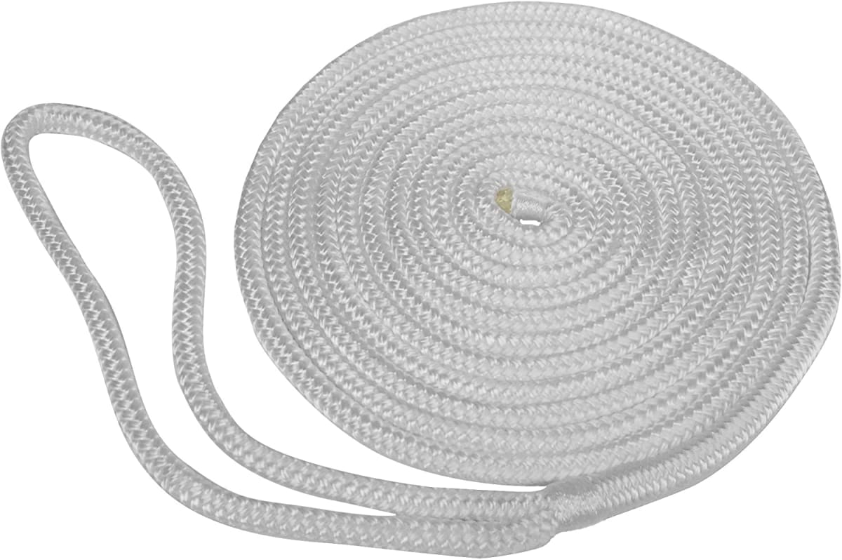 Taylor Made Dock Line, 4450 lb Tensile Strength, 3/8 in Diameter x 15 ft Length, White - 11328