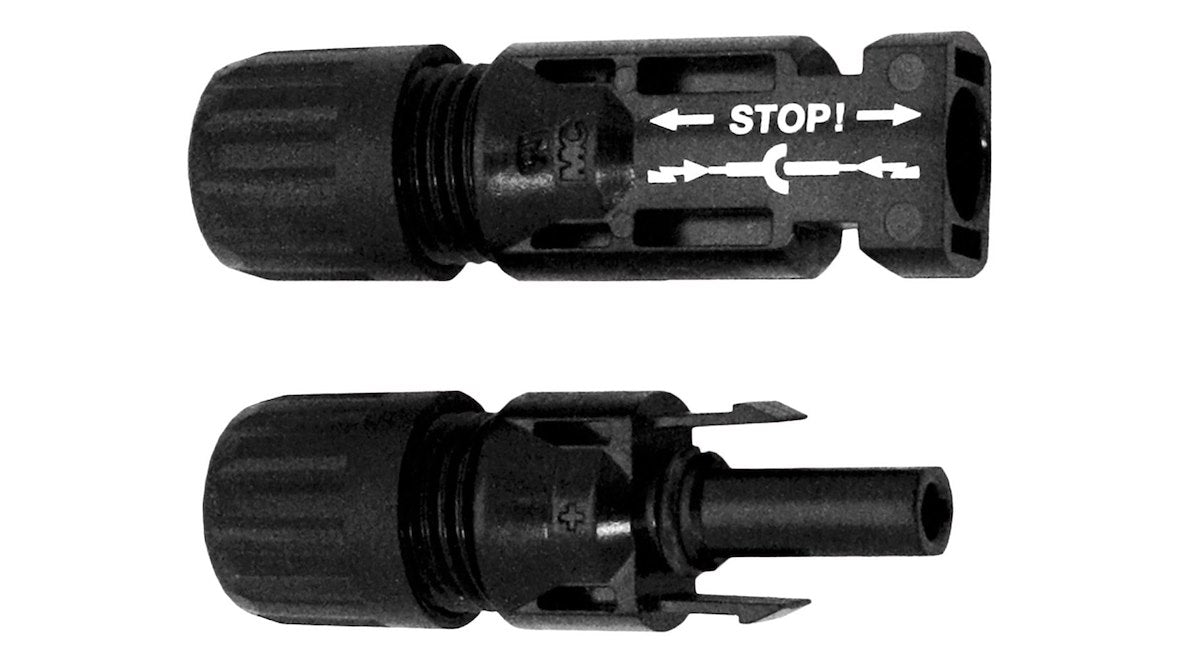 Samlex America Solar Panel Connector, MC4 Male And MC4 Female Connector, 30 amp Maximum/1000 V Maximum, Set Of 2 - MC4-2