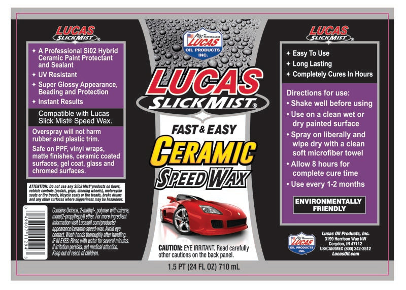 Lucas Oil Car Wax, 24 oz Spray Bottle, Used On Gel Coat/Glass And Chromed Surface - 11294