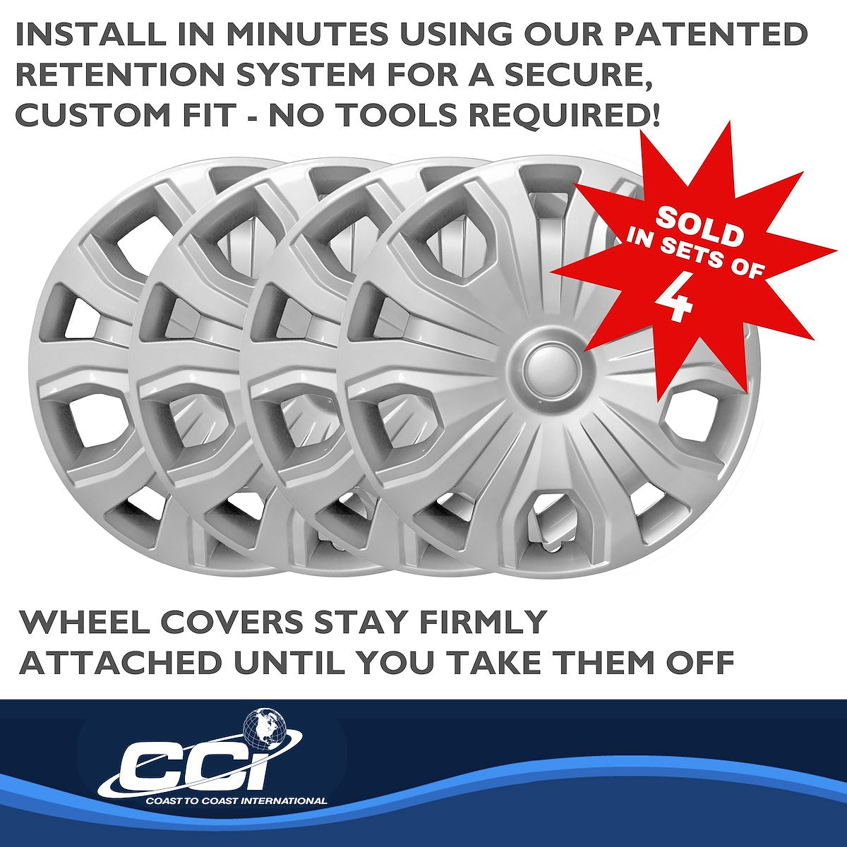 Coast2Coast Wheel Cover, 16 in, 5 Split Spoke, Set Of 4 - IWC54316S