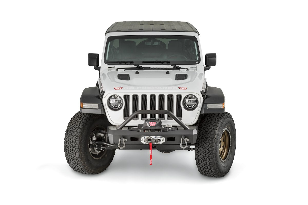 Warn Bumper, Elite Series, Powder Coated Black Steel, Fits Mid-Frame Winches Up To 12000 lb - 101330
