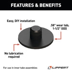 Lippert Slide Out Friction Pad, 1-1/2 in Outside Diameter x 5/8 in Height - 277882