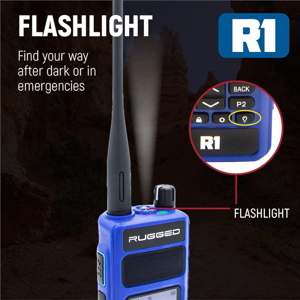 Rugged Radios HAM Radio, 136 MHz To 174 MHz And 400 MHz To 480 MHz Frequency, 1024 Channels And 250 Zone Capacity, 7.4 V DC - R1