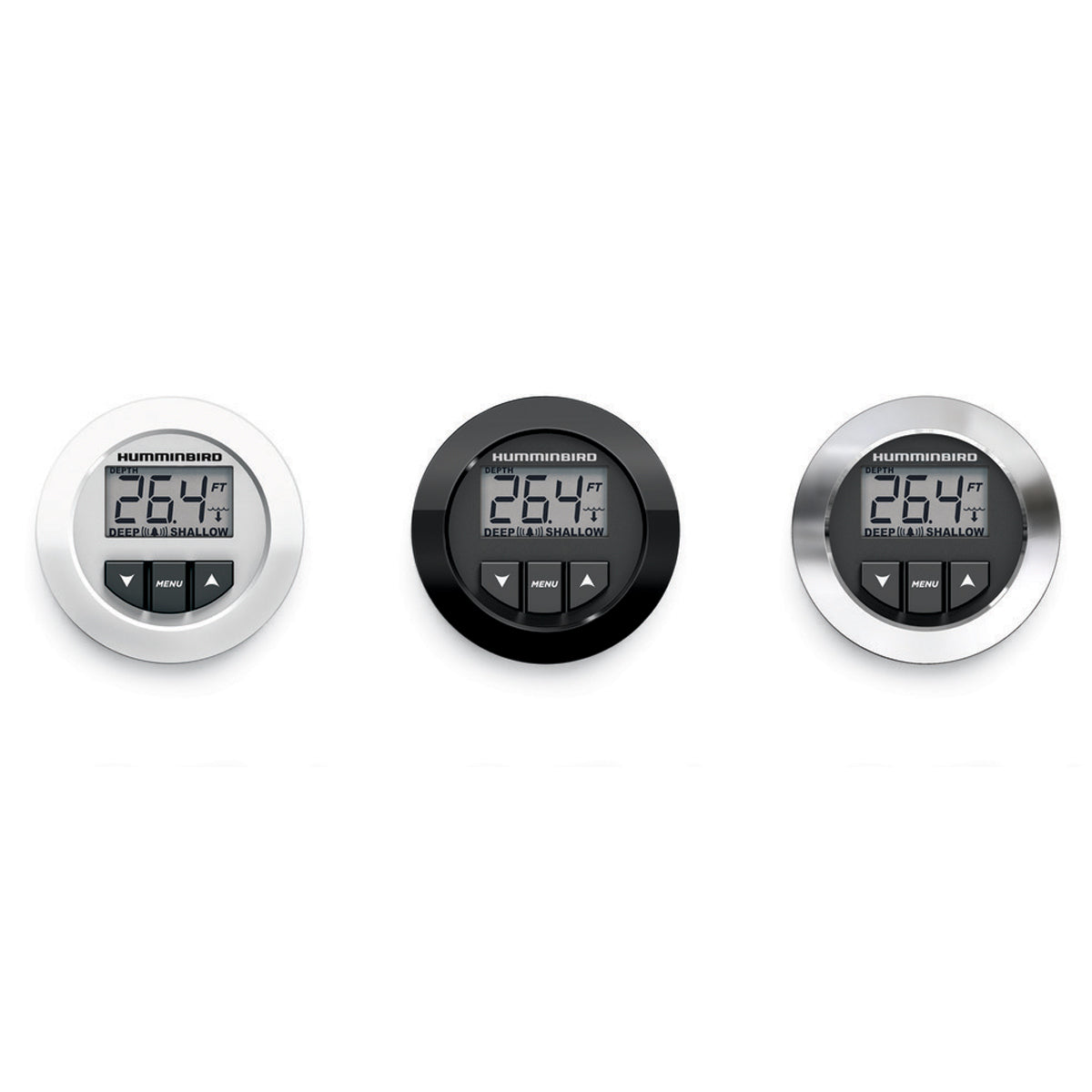 Humminbird Depth Finder, HDR 650, 2-1/2 in Faceplate Diameter, White/Black/Chrome Bezel - 407860-1