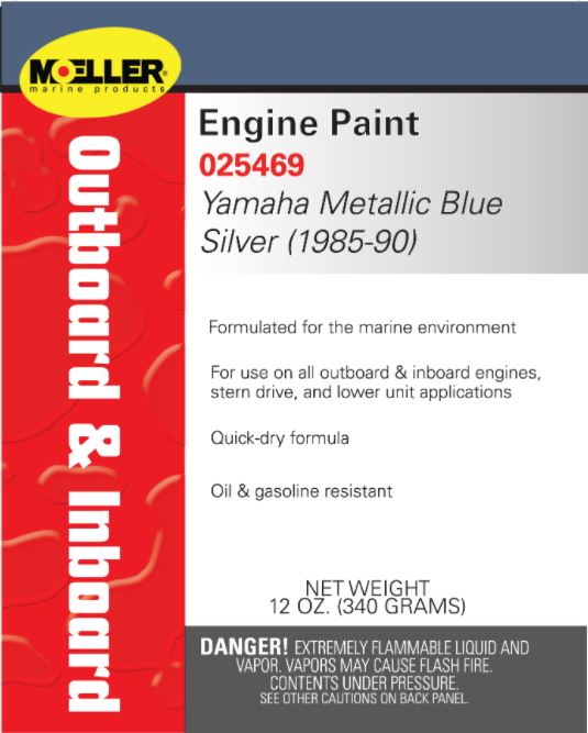Moeller Marine Products Engine Paint, Yamaha Metallic Blue Silver, 12 oz - 025469