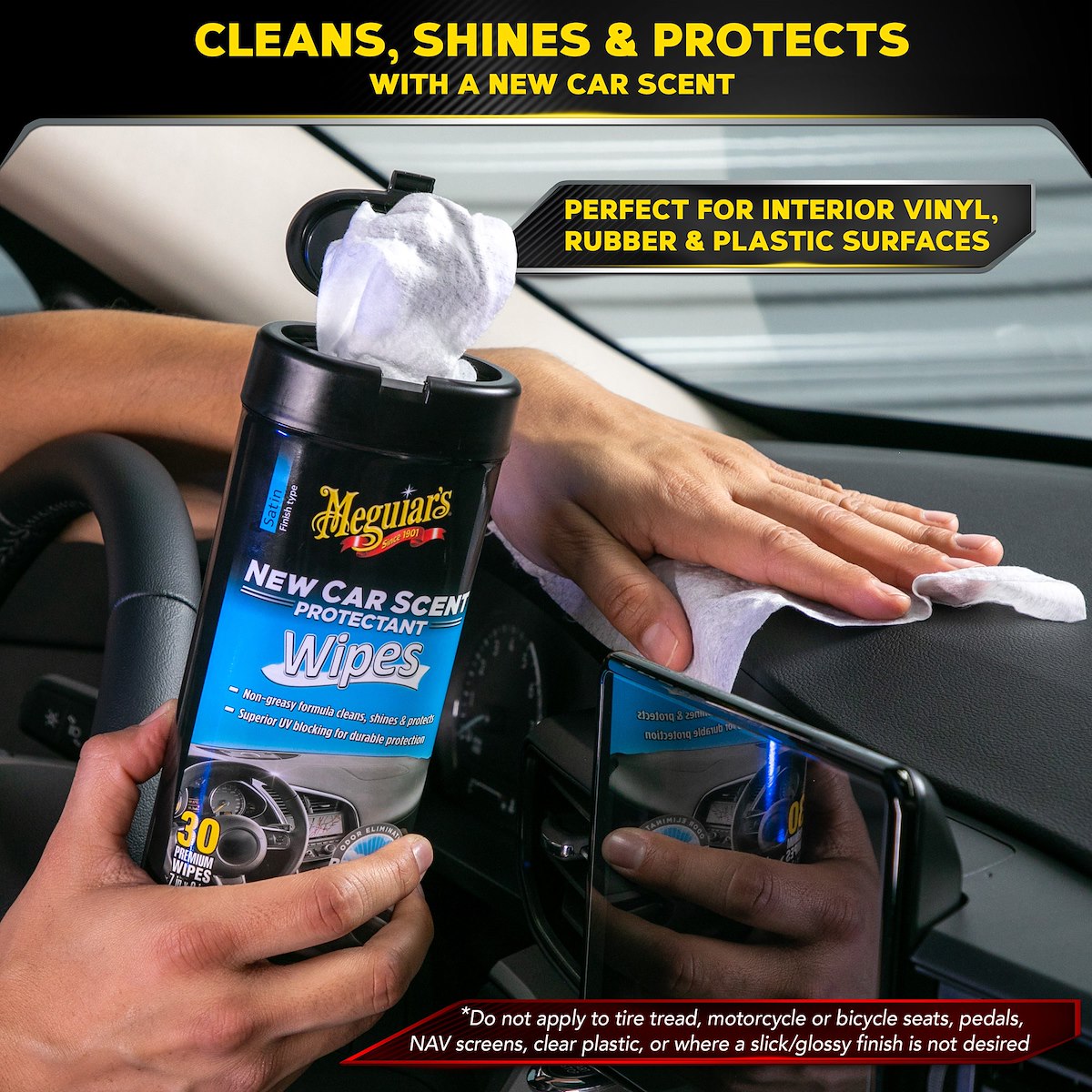 Meguiars Interior Cleaner, 25 Wipes Can - G4200