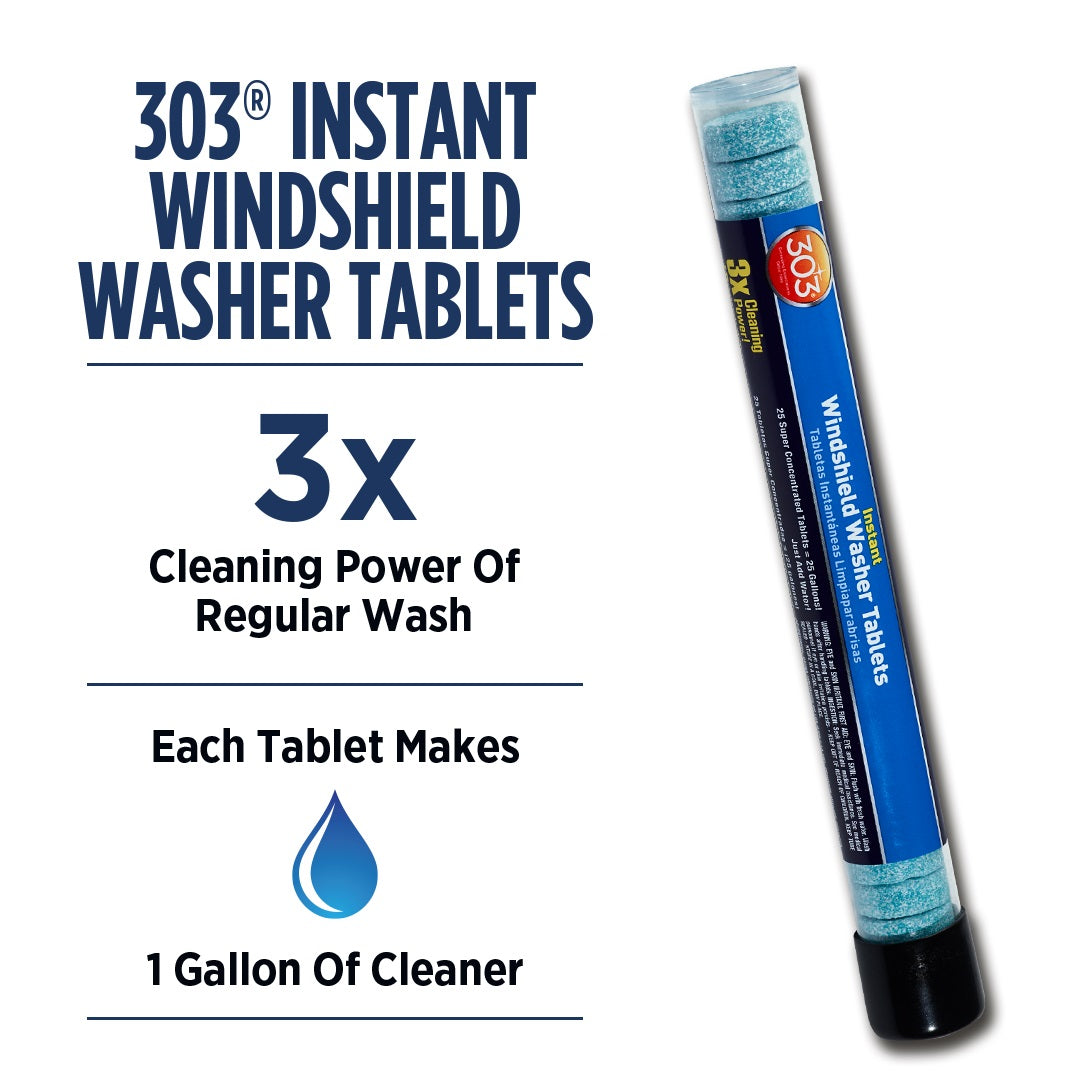 303 Products Inc. Windshield Washer Fluid, Blue, 25 Tablets, Use One Tablet For Up To 1 gal Of Water - 230371