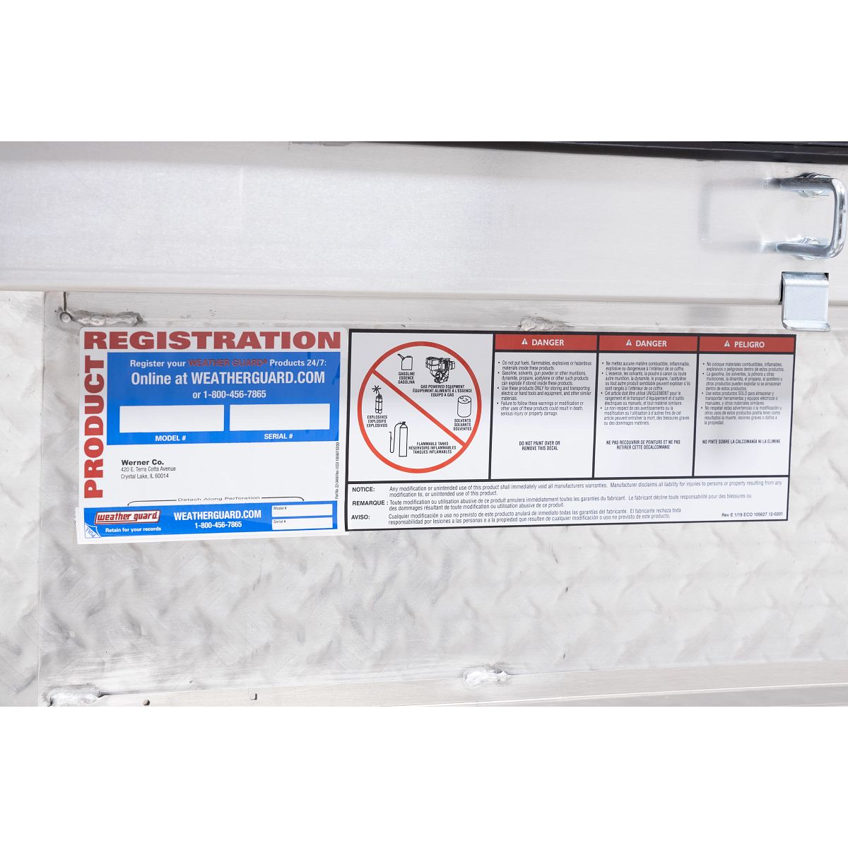 Weather Guard Tool Box, Aluminum, 20 in Length x 72 in Width x 18 in Height, 11 Cubic ft Capacity - 121-0-04