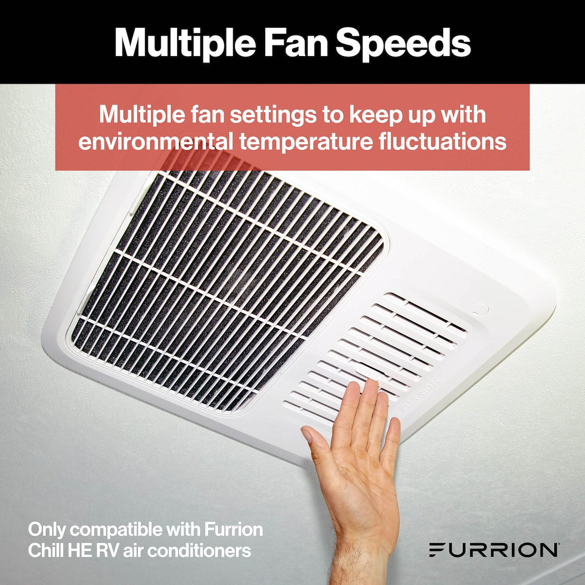 Furrion Wall Thermostat, Use With Furrion Chill  HE R32 Air Conditioners, LED Digital Readout, 12 V DC - FACW12ESZA2-BL-AM