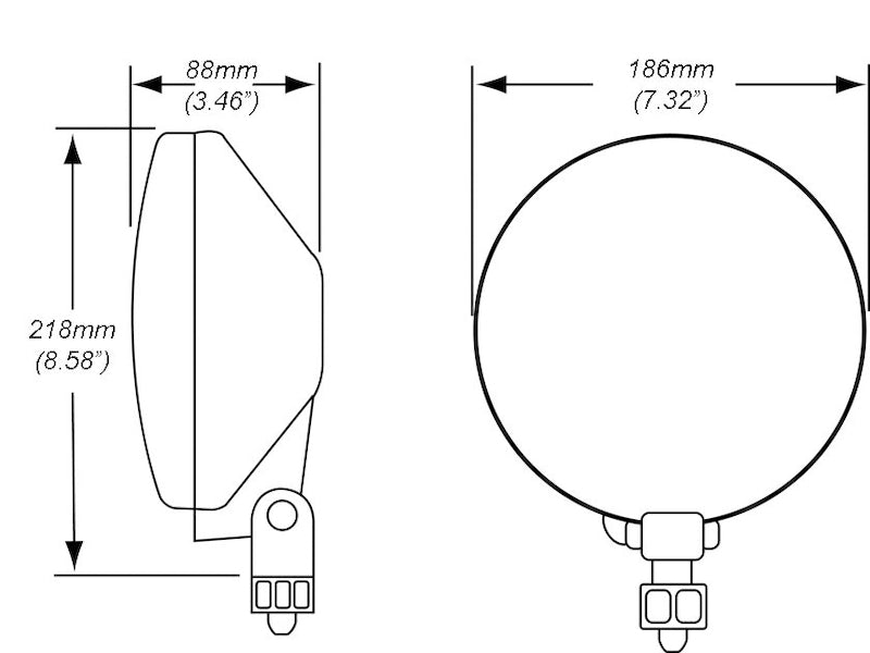 HELLA Driving/Fog Light, 700FF Series, H3 Halogen Clear Bulb, 7.3 in Round - 010032001
