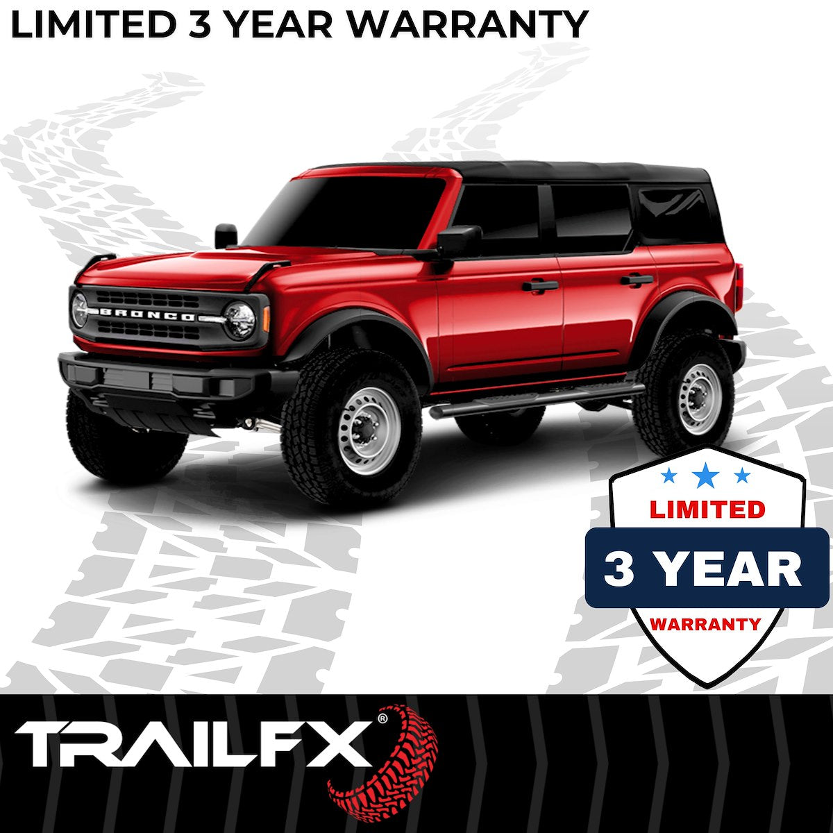 TrailFX Nerf Bar, TFX 4" Oval Tube Side Steps, 4 in Oval Straight, Black - A1555T