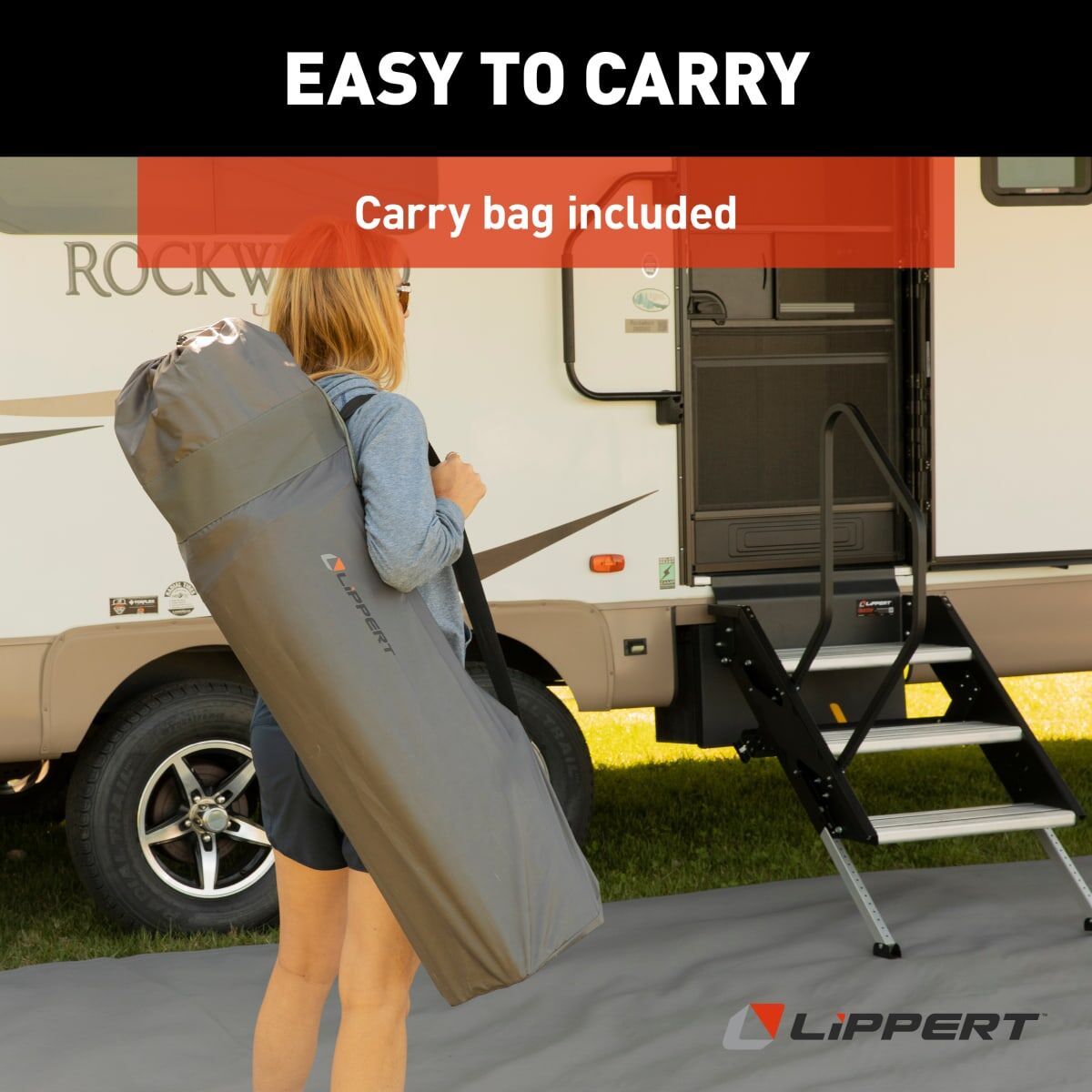 Lippert Camping Chair, 38-1/2 in Length x 26 in Height x 42 in Depth, 500 lb Weight Capacity - 2022114828