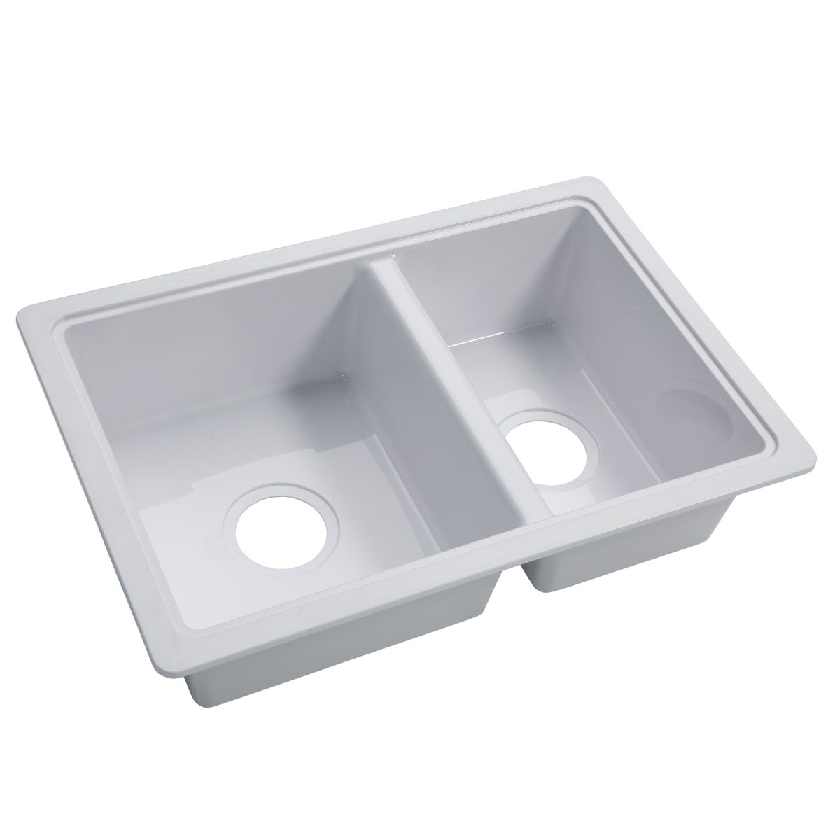 Lippert Sink, Double Kitchen Sink For 25 in x 17 in Basin, 23.94 in x 16.44 in Opening, White - 809030