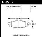 Hawk Brake Pad, High Performance Street 5.0, FMSI Number D1114, Set Of 4 - HB557B.545