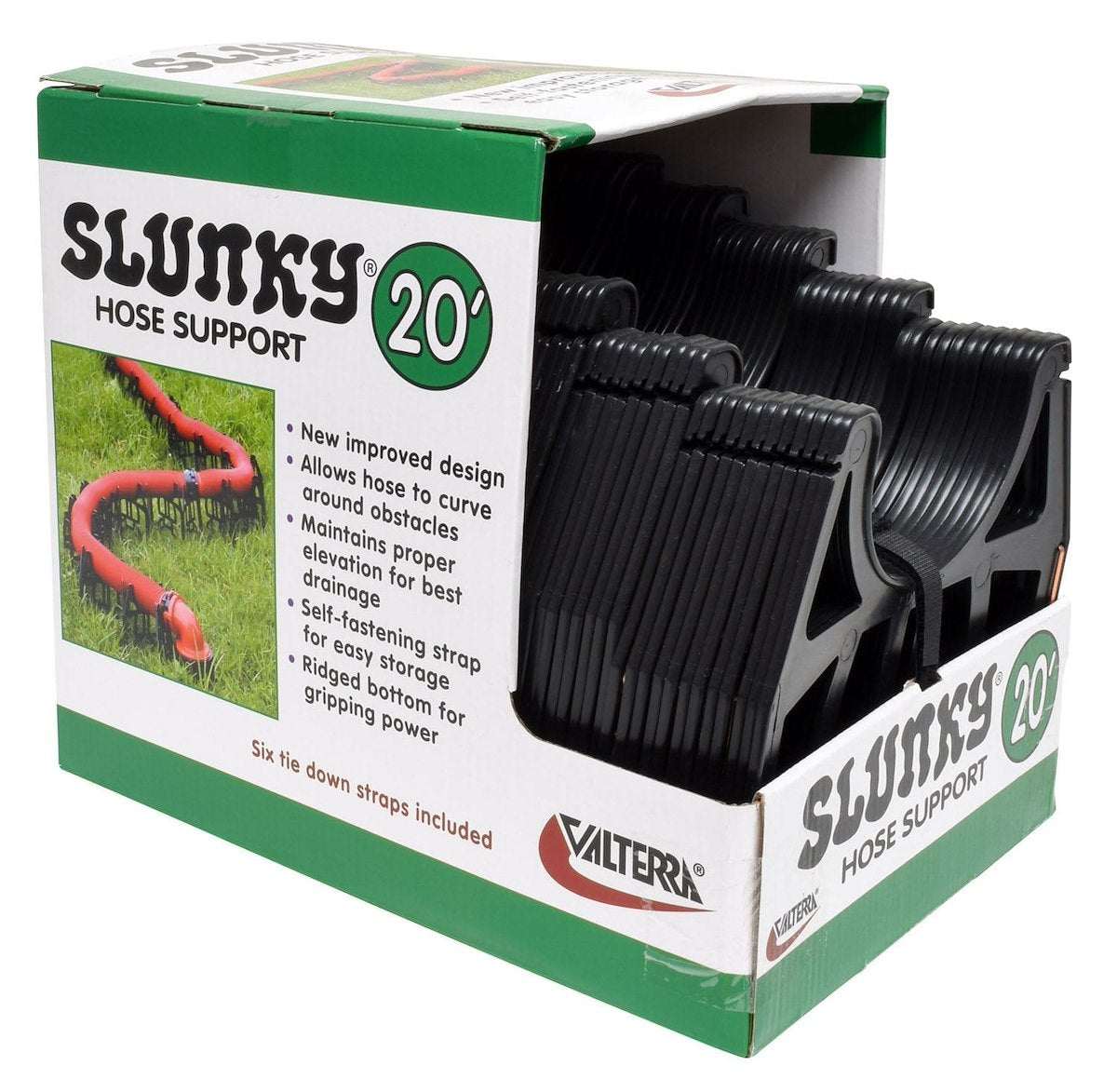 Valterra Sewer Hose Support, 20 ft Length, 4-1/2 in Sewer End Height x 7-1/4 in RV End Height, Black - S2000