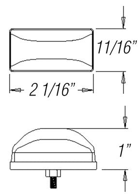 Optronics Clearance Light, MC95 SERIES, Incandescent, 2-1/16 in Length x 11/16 in Width x 1 in Depth - MC95AS