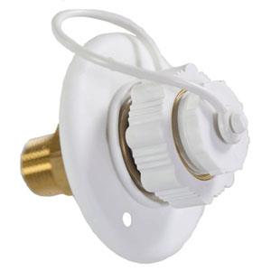 Aqua Pro Fresh Water Inlet, Lead Free Brass Check Valve With 1/2 in Male Pipe Thread (MPT), 1-1/4 in Diameter Cutout Size, Polar White - 27893