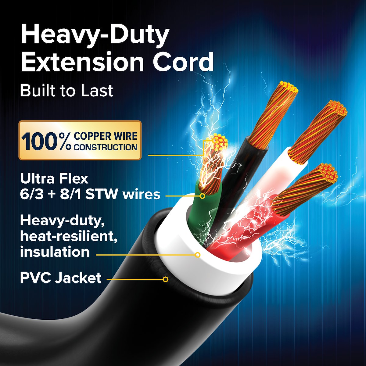 Camco Power Cord, STW - 14.50P/14.50R, 50 amp, 6/3 Gauge Wire - 55195