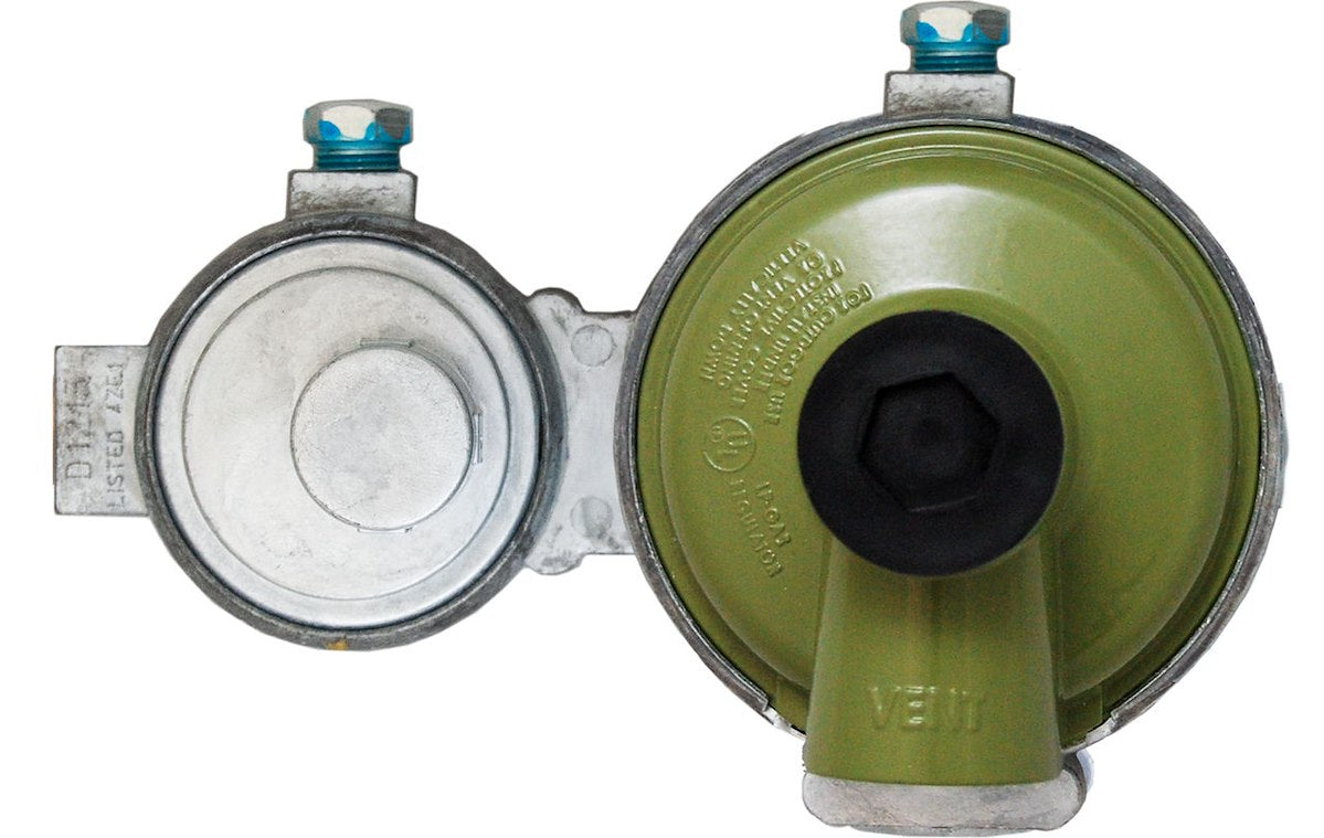 Marshall Excelsior Propane Regulator, 1/4 in FNPT Inlet x 3/8 in FNPT Outlet With 90 degree Vent, 225000 BTU High Capacity - MEGR-298H
