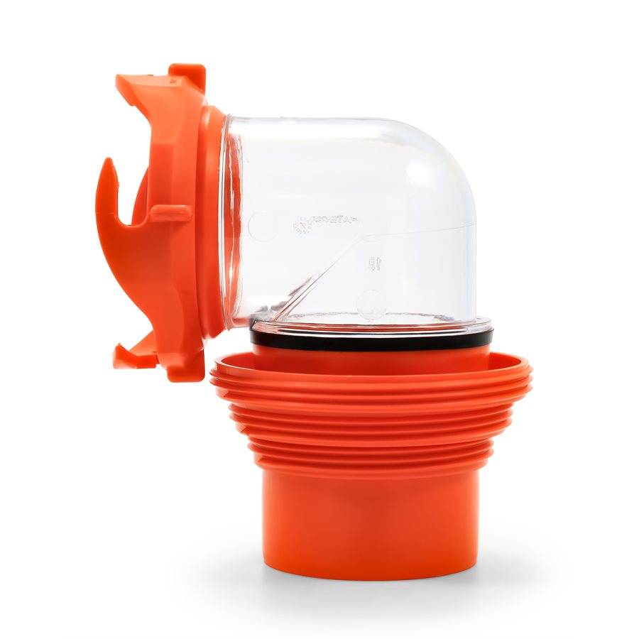 Camco Sewer Hose Connector, Translucent Bayonet Elbow Fitting With 4-in-1 Adapter - 39736