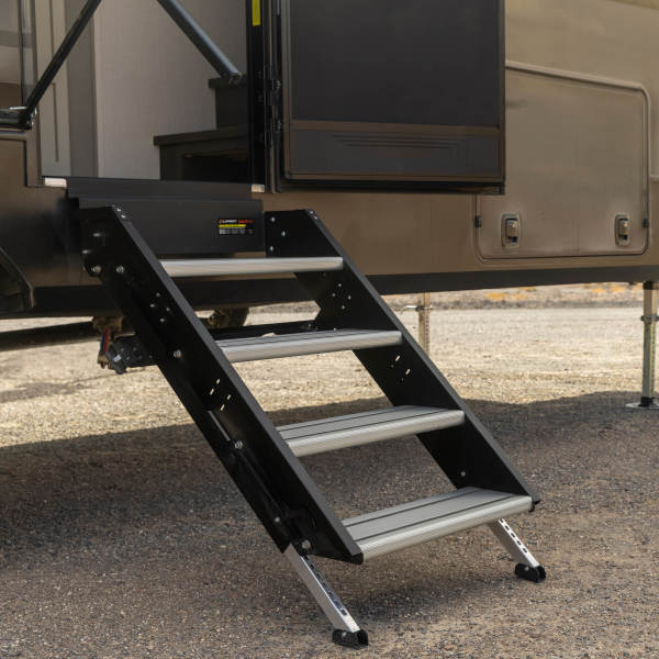Lippert Entry Step, Solid Step  4.0, 4 Manual Fold-Up Steps, 30 in Width x 8-1/2 in Depth - 2024057001