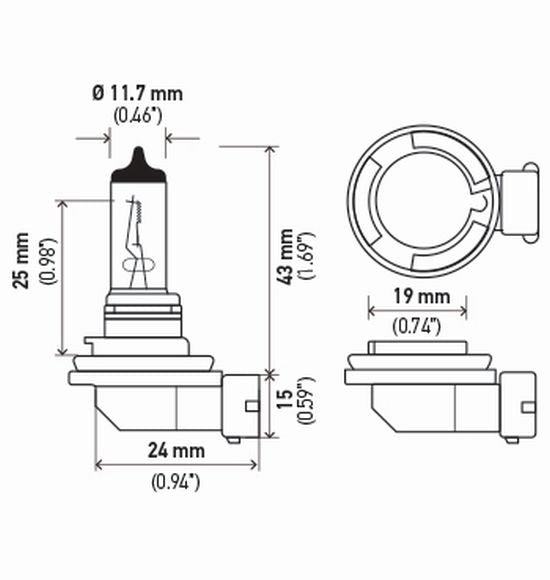 HELLA Headlight Bulb, H11, 70 Watt, 24 V - H11 24V