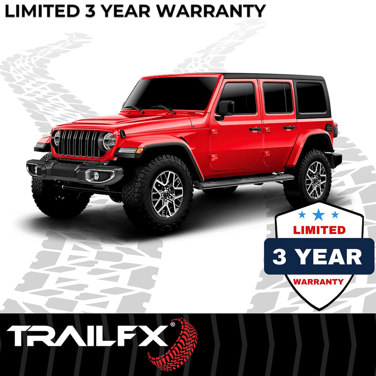 TrailFX Nerf Bar, TFX 4" Oval Tube Side Steps, 4 in Oval Straight, Black - A1545T